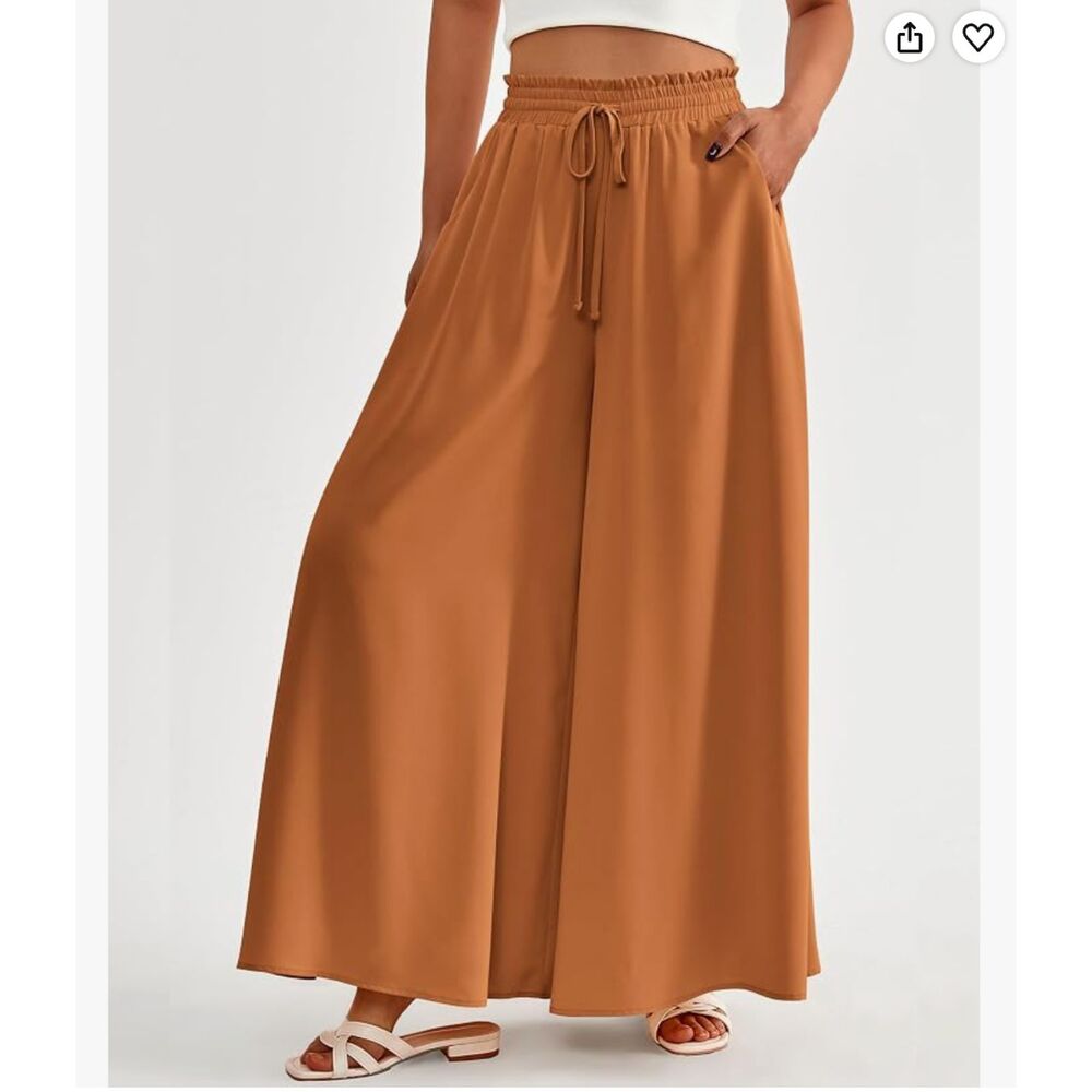 BTFBM Wide Leg Flowy Palazzo Pants for Women L Office Everyday Wear